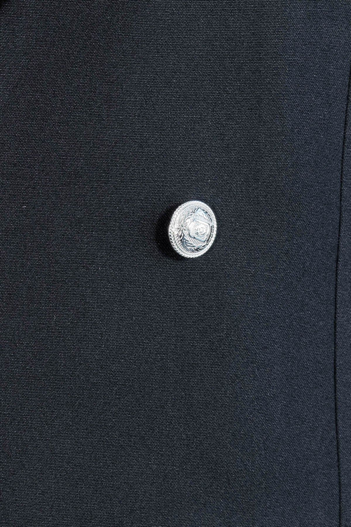 Modern Fit Double-Breasted Black Men’s Suit with Silver-Tone Metal Buttons – Wessi