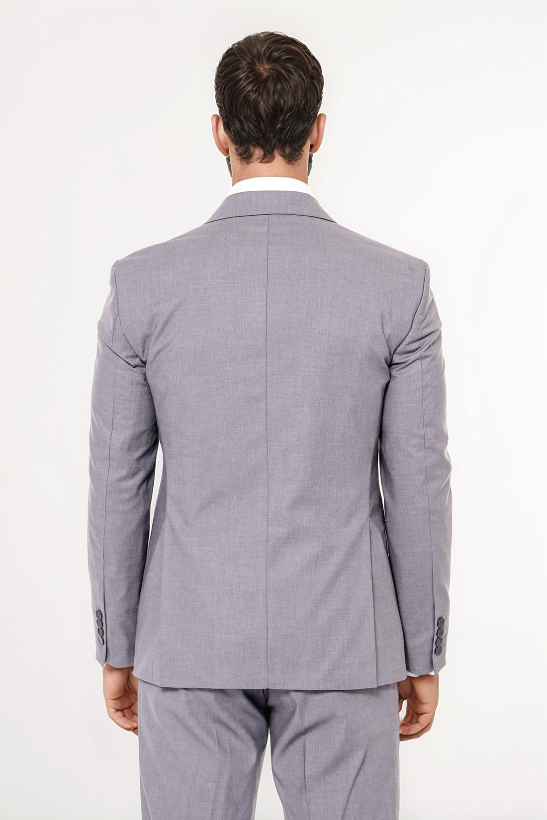 Grey Men's Plain Suit with Vest - Wessi