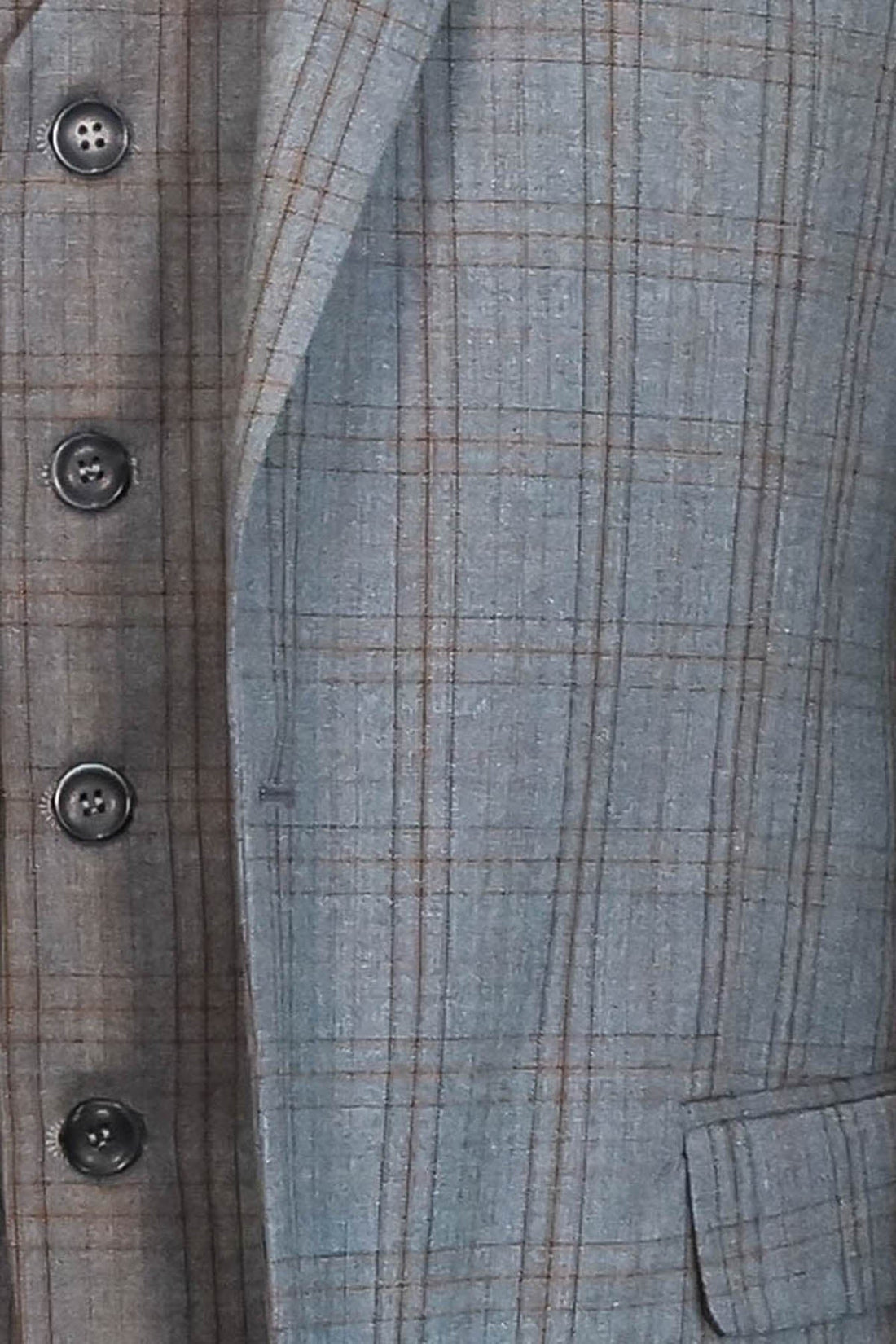 Checked Slim Fit Grey Men Suit - Wessi