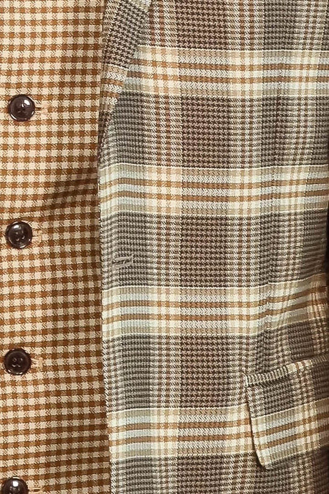 Slim Fit Patterned Checked Light Brown Men Suit - Wessi