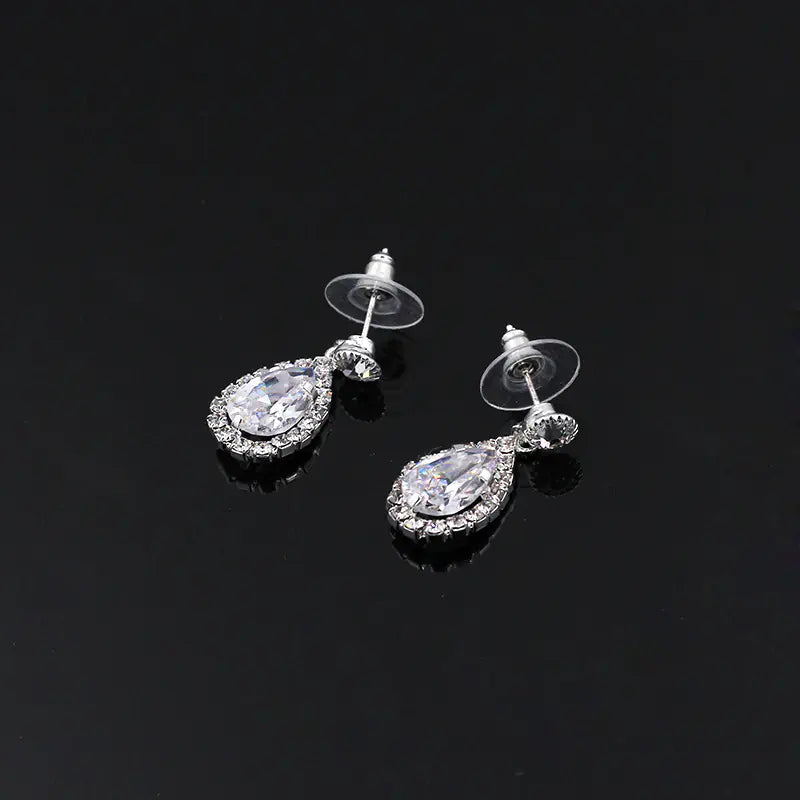 Luxury Zirconia Waterdrop Necklace and Earrings Set