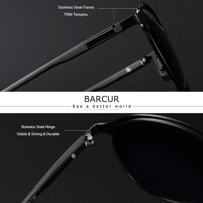 BARCUR Trendy Sunglasses Women’s Polarized Round Frame – Timeless Fashionable Sun Glasses for Driving Casual Wear – UV400 Protection Anti-Reflective Lenses