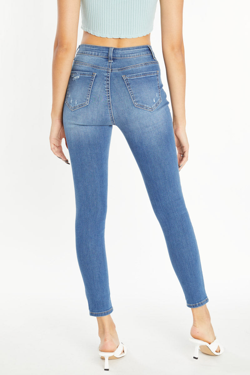 High Rise Destructed Skinny Jeans