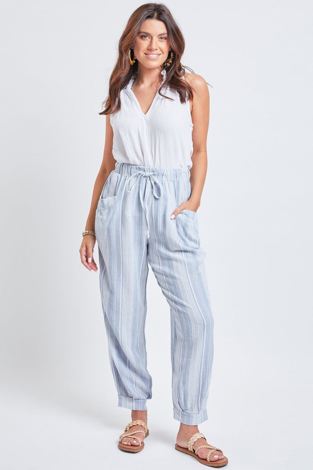 Women's Linen Joggers With Banded Hem