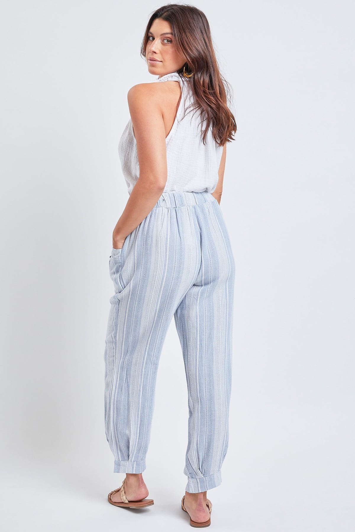 Women's Linen Joggers With Banded Hem