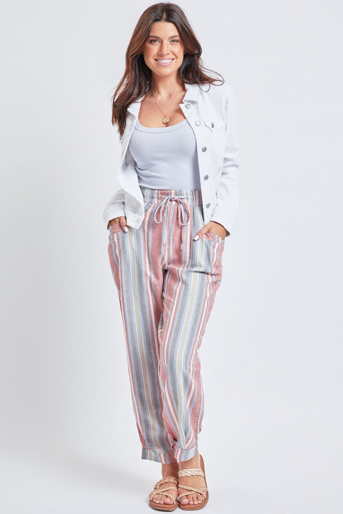 Women's Linen Joggers With Banded Hem