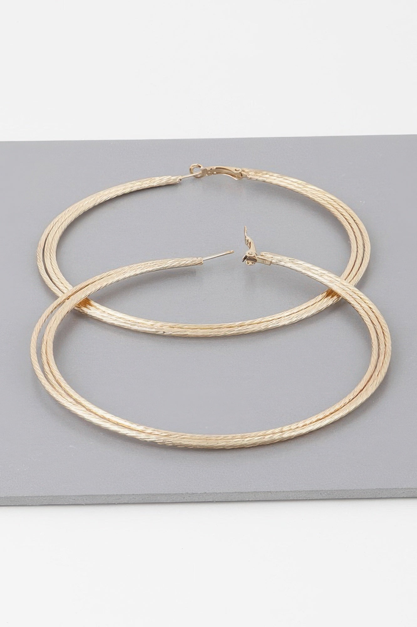 Women's Wide Triple Rope Hoop Earrings