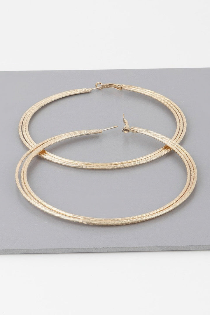 Women's Wide Triple Rope Hoop Earrings