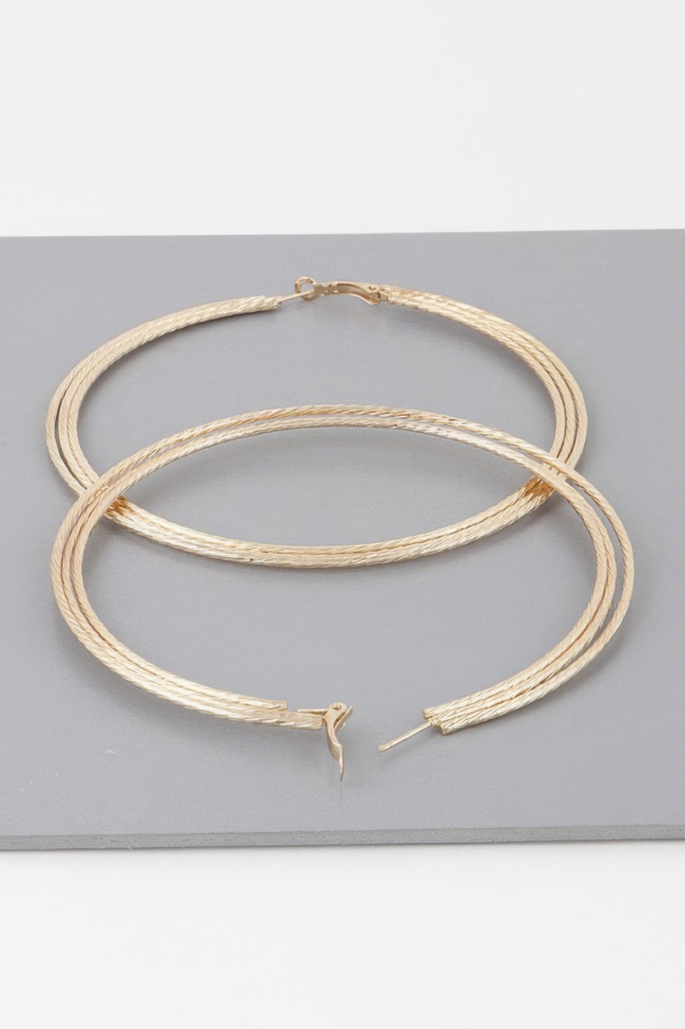 Women's Wide Triple Rope Hoop Earrings