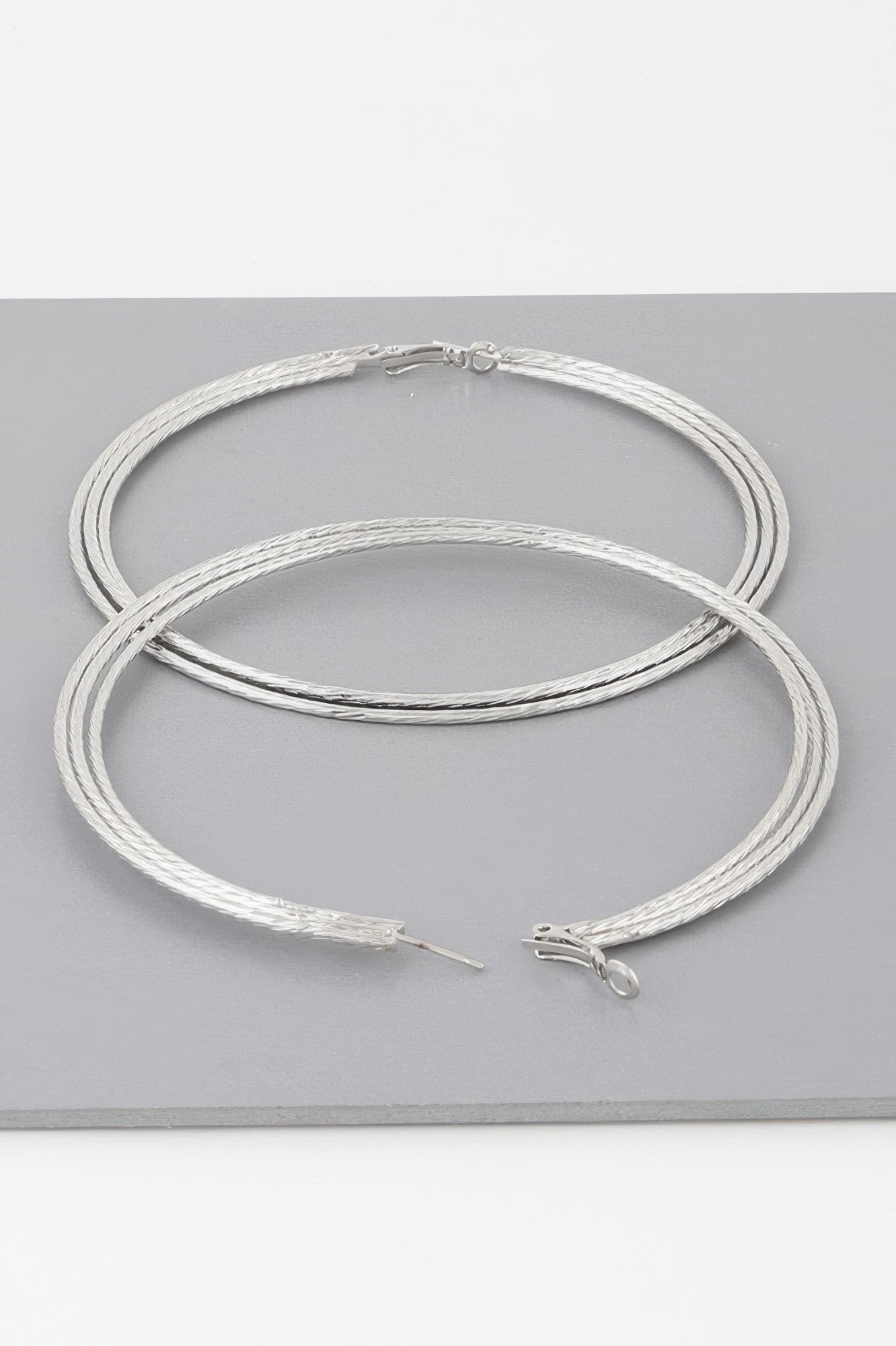 Women's Wide Triple Rope Hoop Earrings