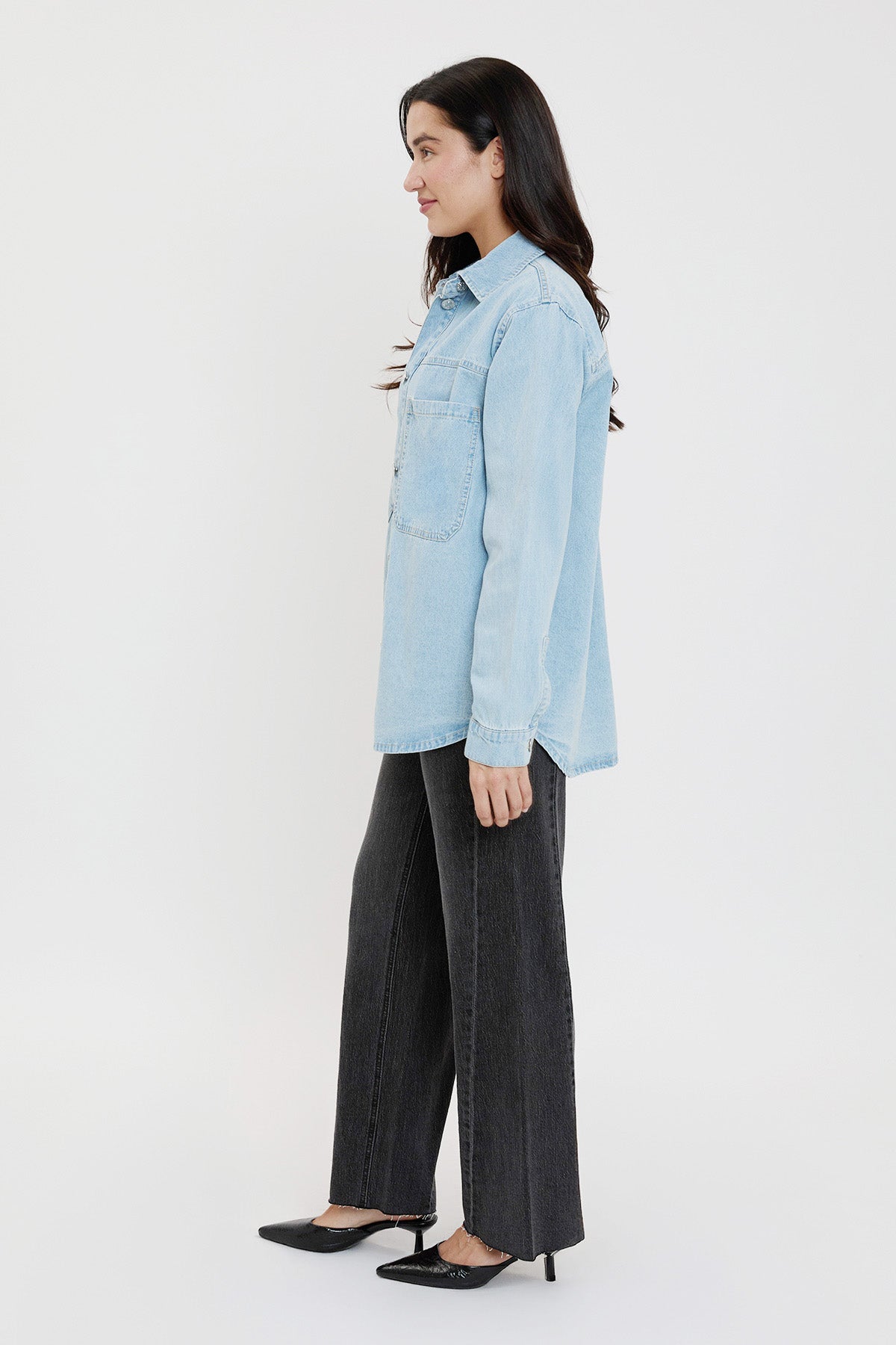 Women’s Oversized Shacket with Front Patch Pockets