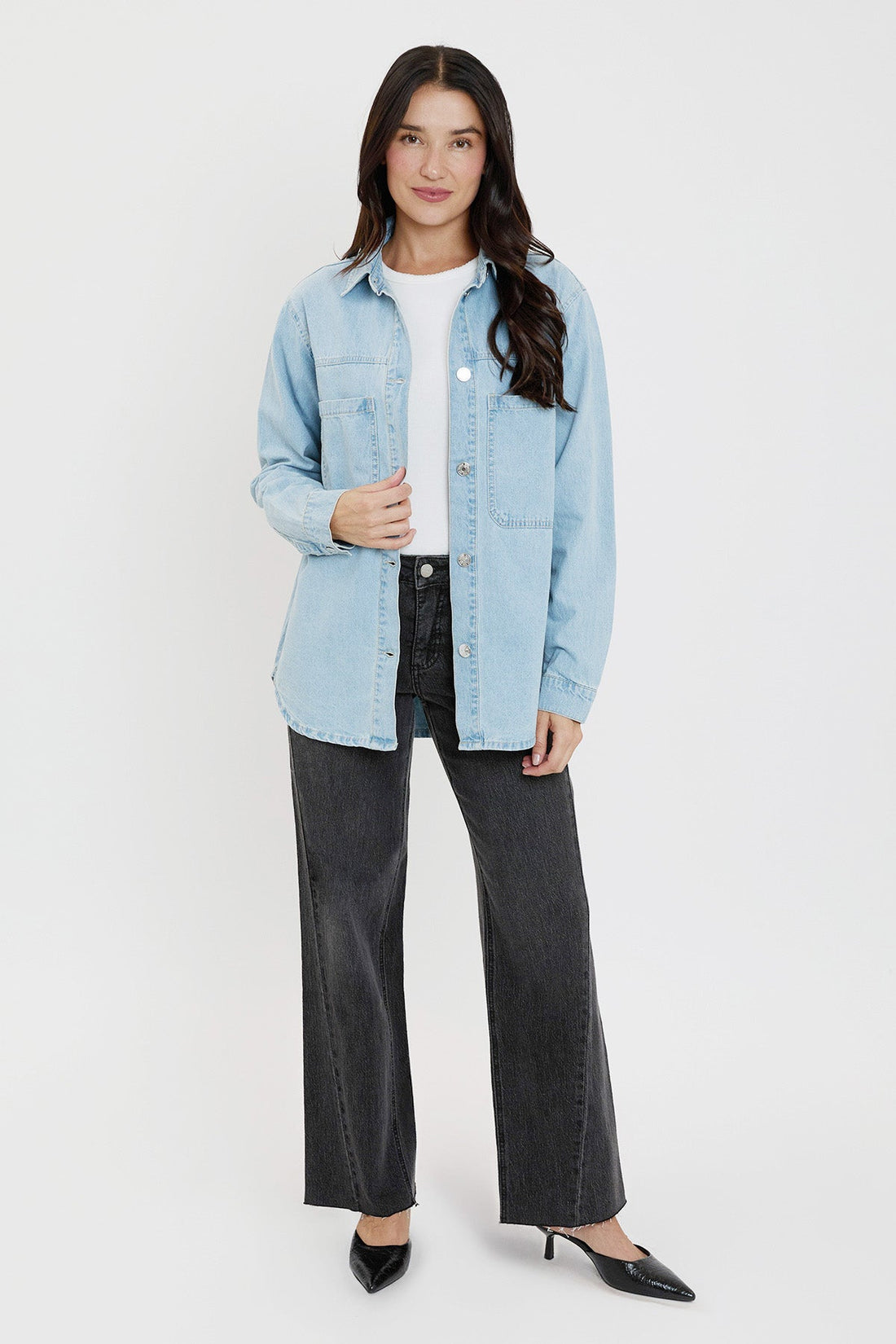 Women’s Oversized Shacket with Front Patch Pockets