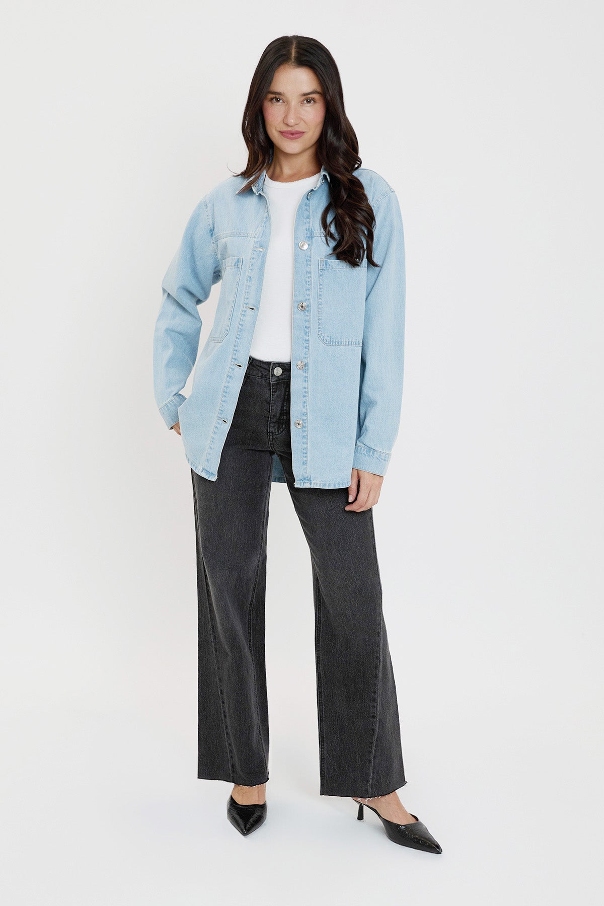 Women’s Oversized Shacket with Front Patch Pockets