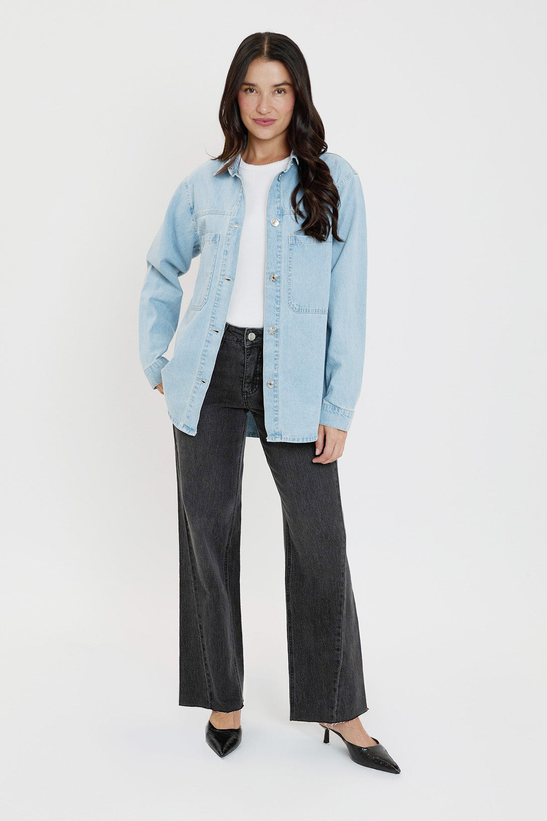Women’s Oversized Shacket with Front Patch Pockets
