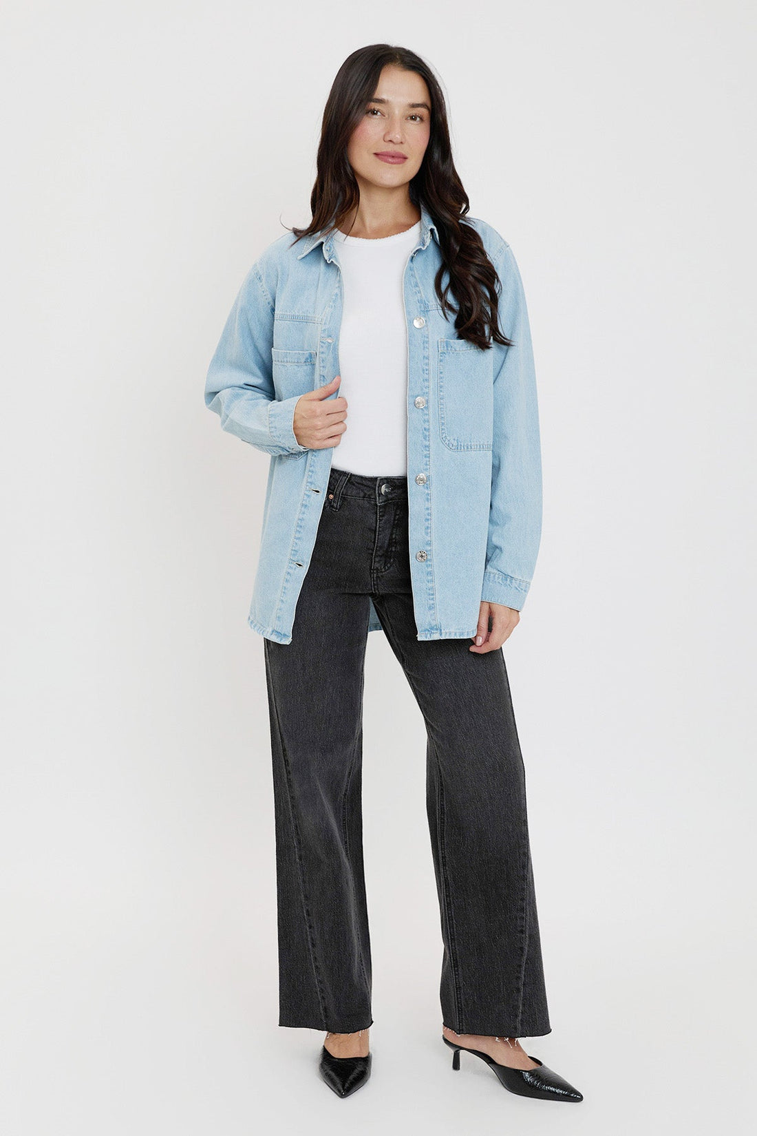 Women’s Oversized Shacket with Front Patch Pockets