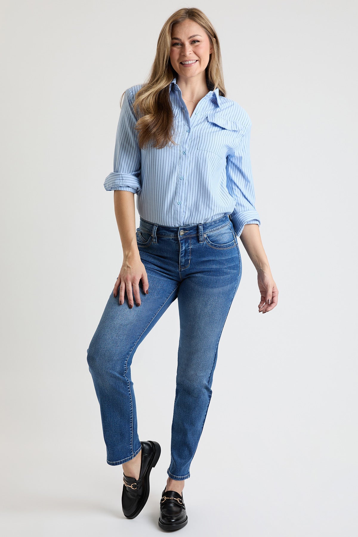 Women's High Rise Curve Confidence  Straight Jeans