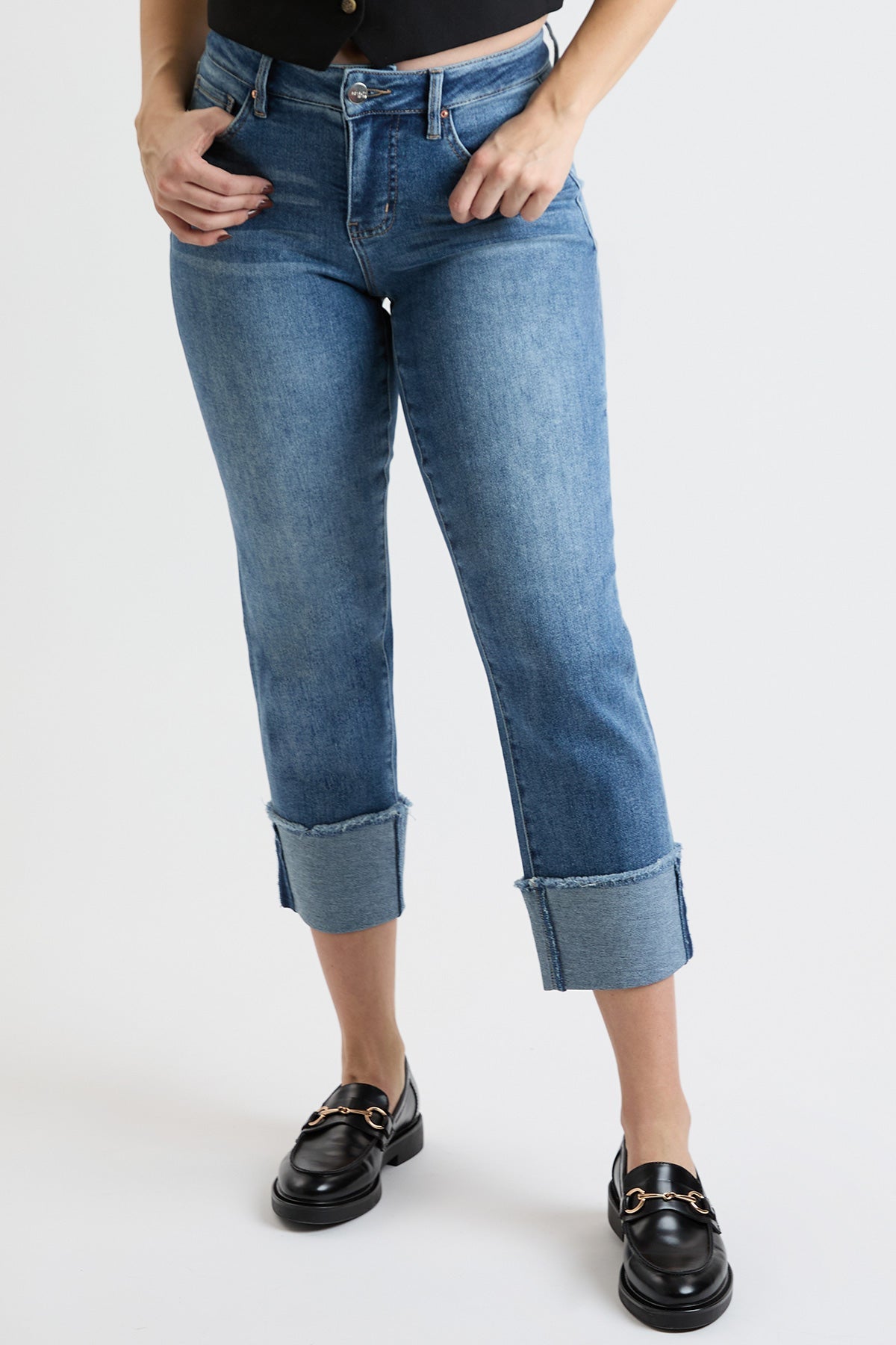 Women's Premium Stretch Cropped Mega Cuff Jeans