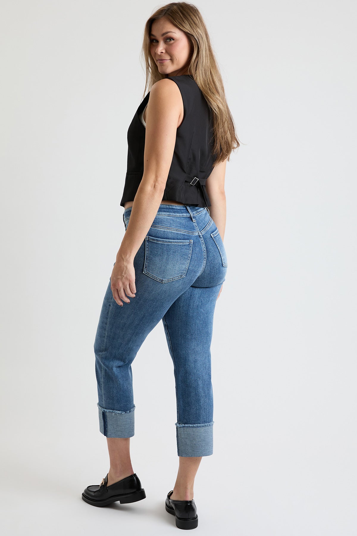 Women's Premium Stretch Cropped Mega Cuff Jeans