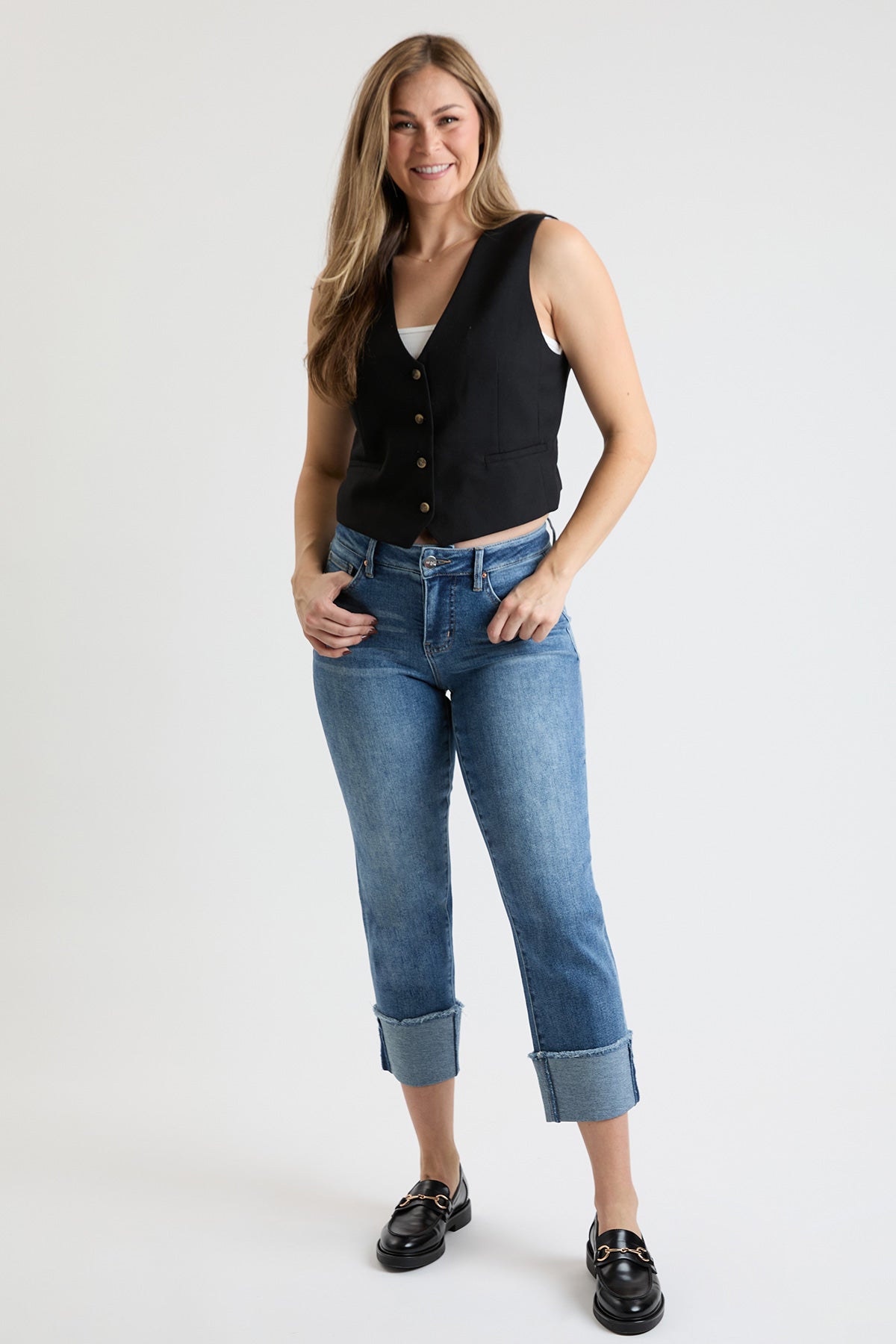 Women's Premium Stretch Cropped Mega Cuff Jeans
