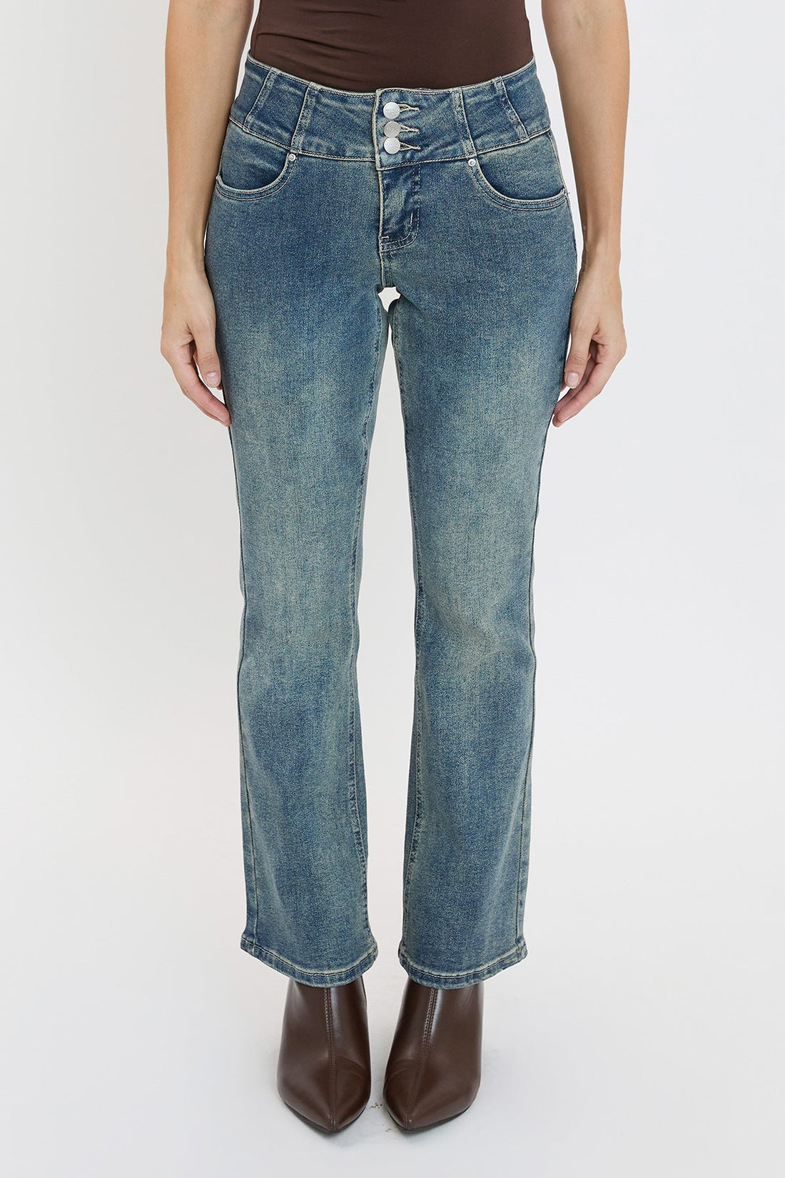 Women's 3-Button Premium Stretch Bootcut Jeans