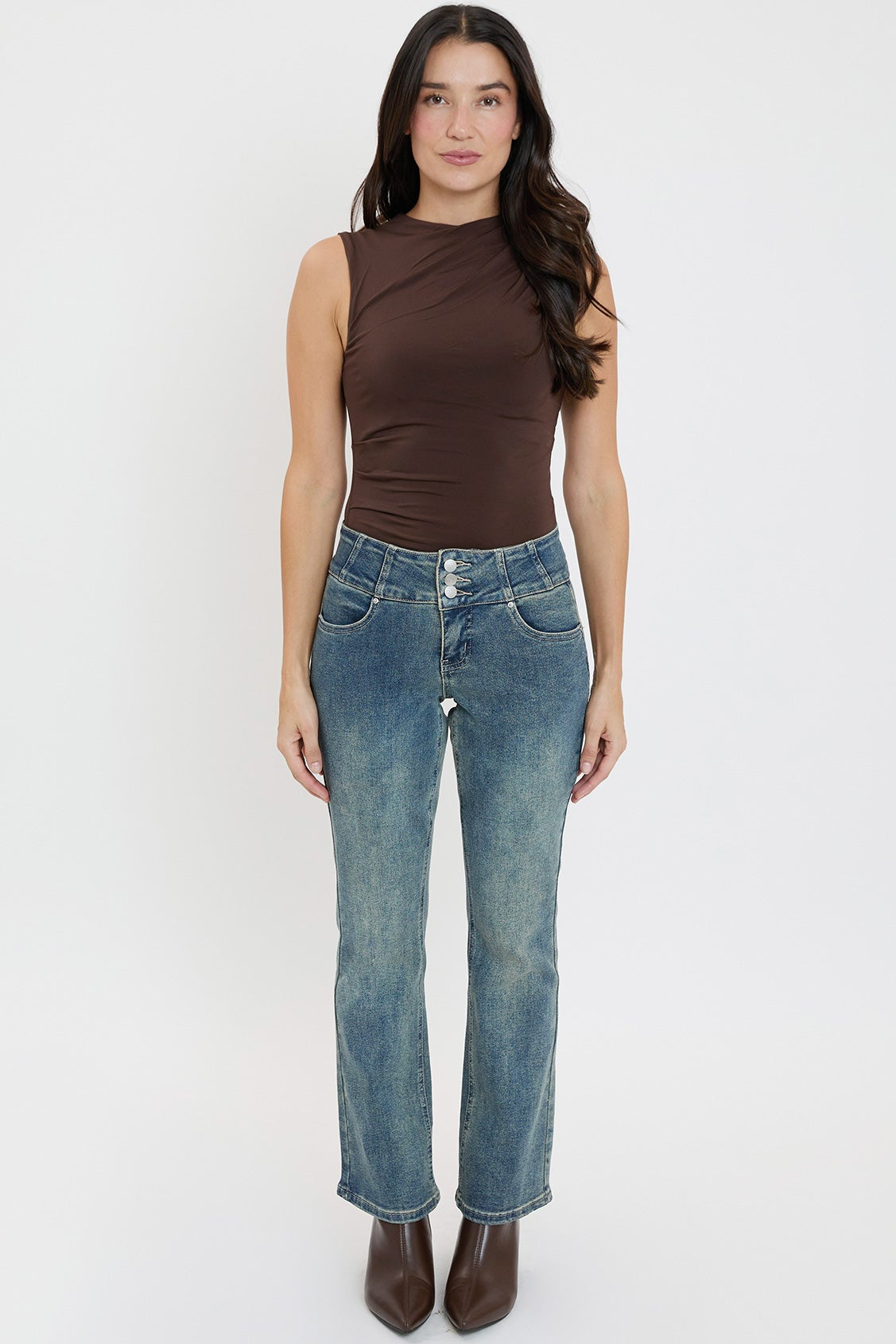 Women's 3-Button Premium Stretch Bootcut Jeans
