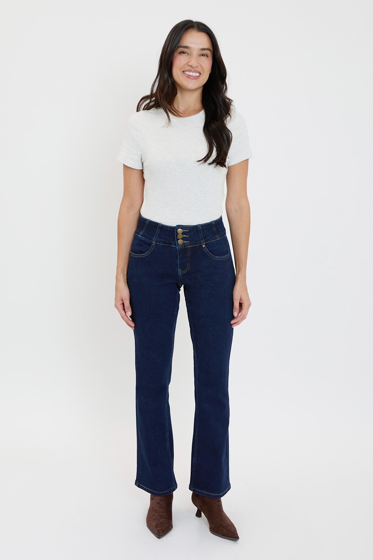 Women's 3-Button Premium Stretch Bootcut Jeans