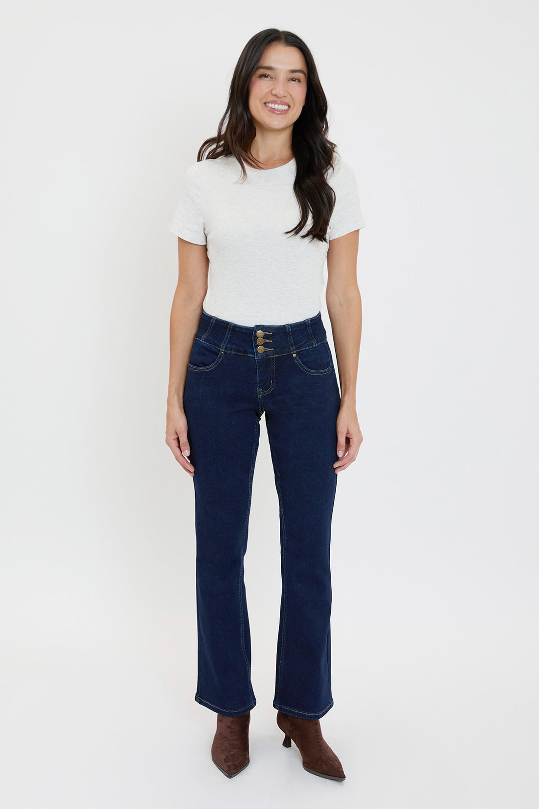 Women's 3-Button Premium Stretch Bootcut Jeans