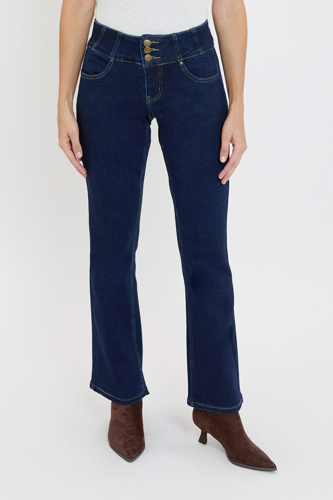 Women's 3-Button Premium Stretch Bootcut Jeans