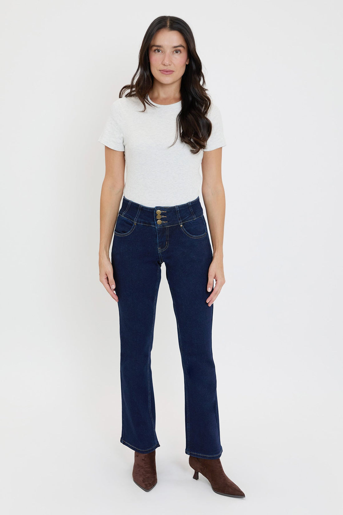 Women's 3-Button Premium Stretch Bootcut Jeans