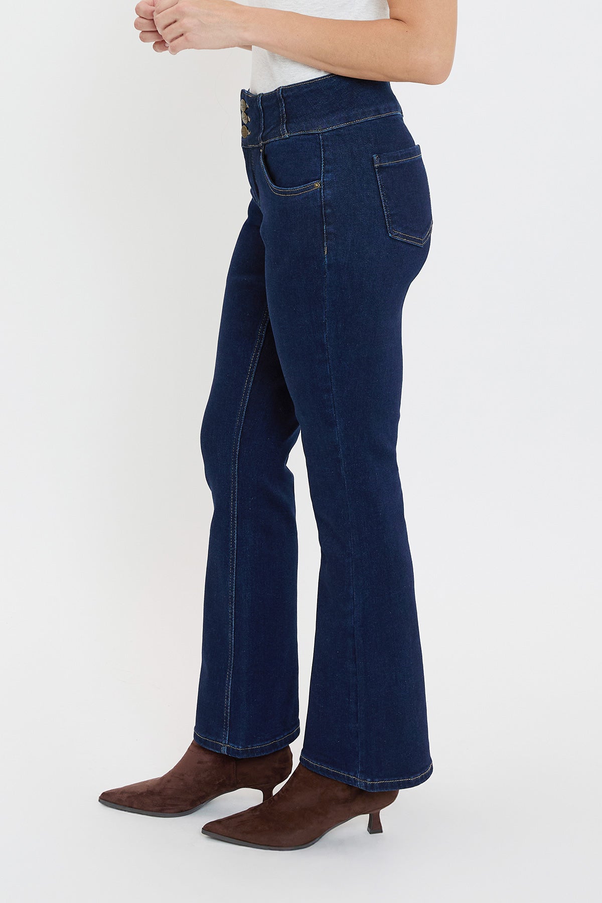 Women's 3-Button Premium Stretch Bootcut Jeans