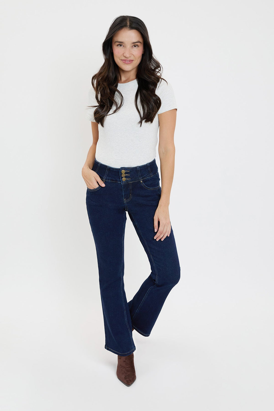 Women's 3-Button Premium Stretch Bootcut Jeans