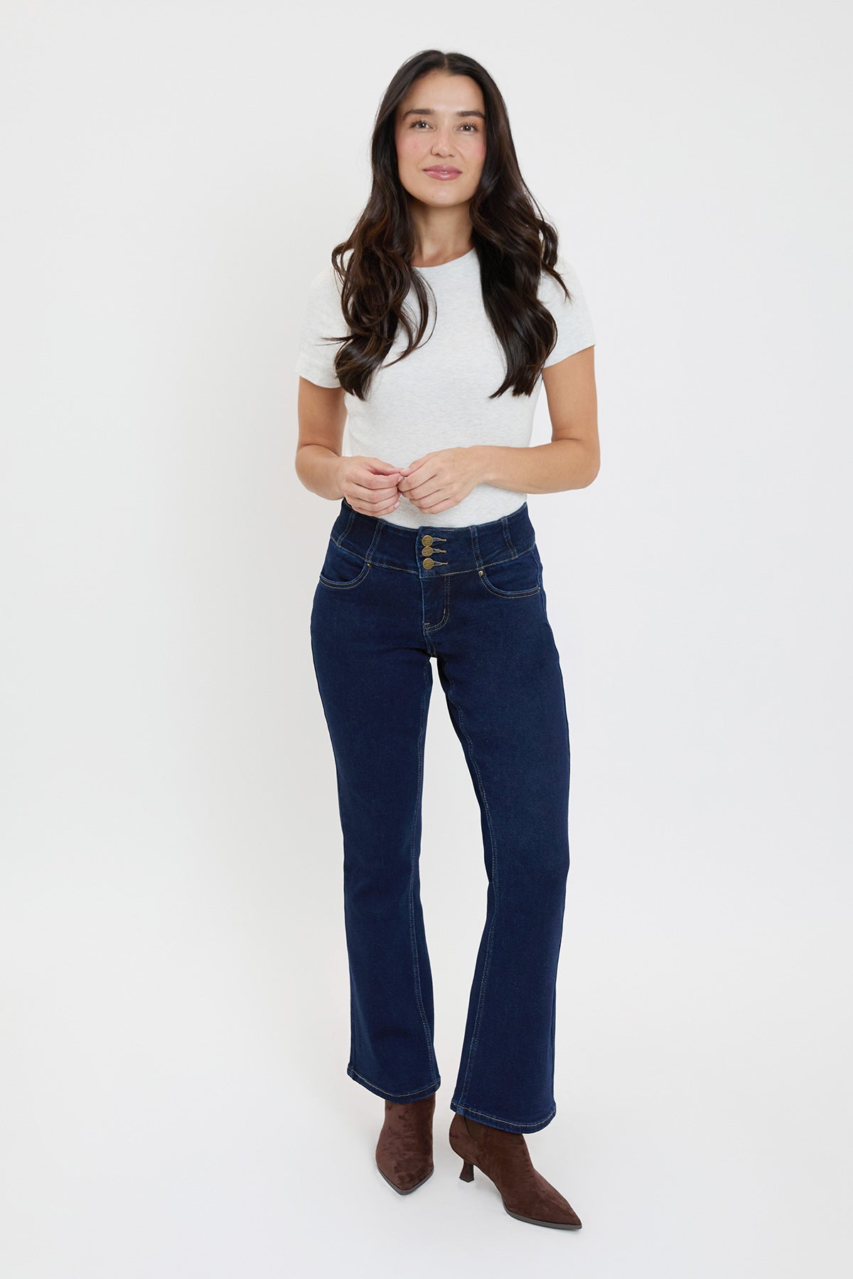 Women's 3-Button Premium Stretch Bootcut Jeans