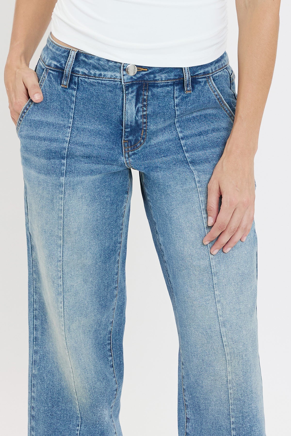 Women's Front Seam Wide Leg Jeans