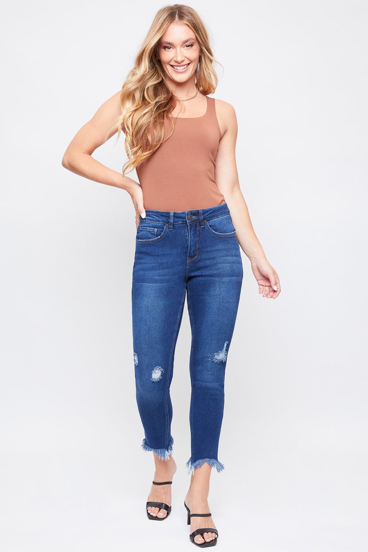 Women's Vintage High Rise Frayed Hem Ankle Jean