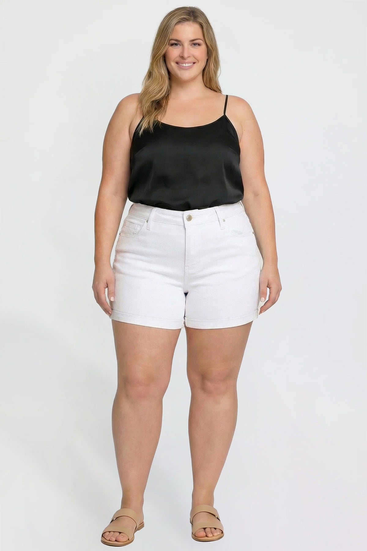 Women's Plus Premium Stretch Fold-Over Cuff Shorts