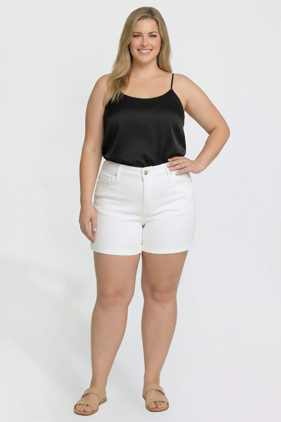 Women's Plus Premium Stretch Fold-Over Cuff Shorts