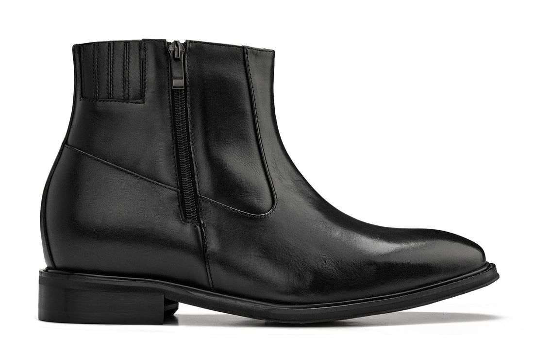 CALTO - Y70621 - 2.8 Inches Taller (Black) - Lightweight Zipper Boots