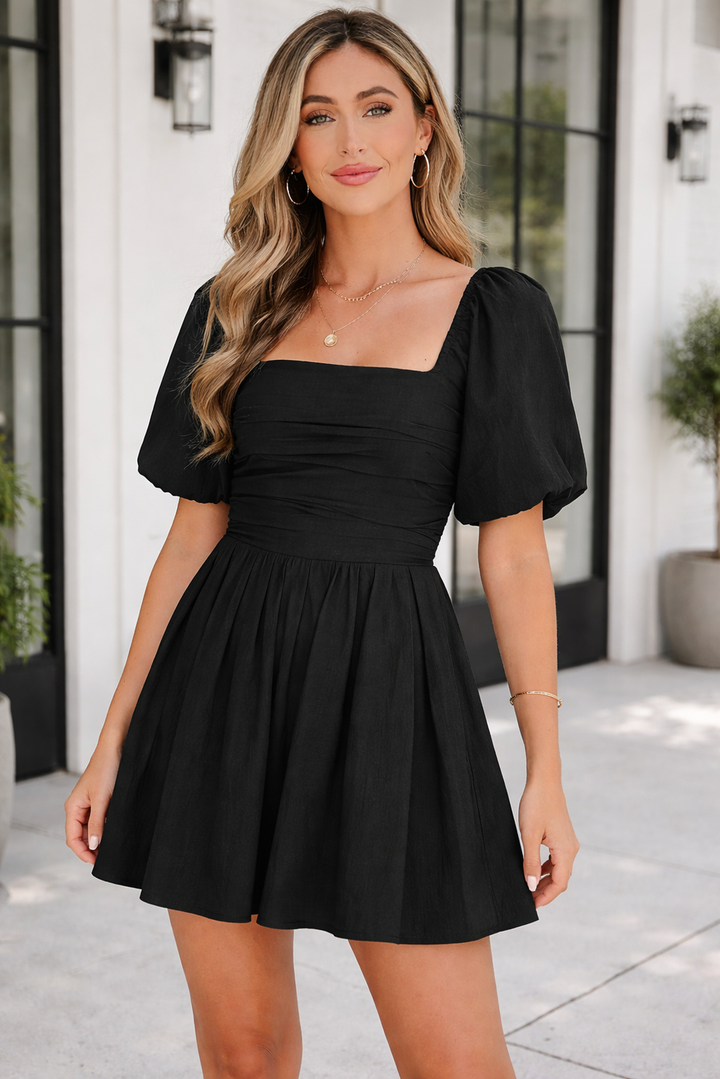 Women's Malaysia Ruched Puff Sleeve Romper