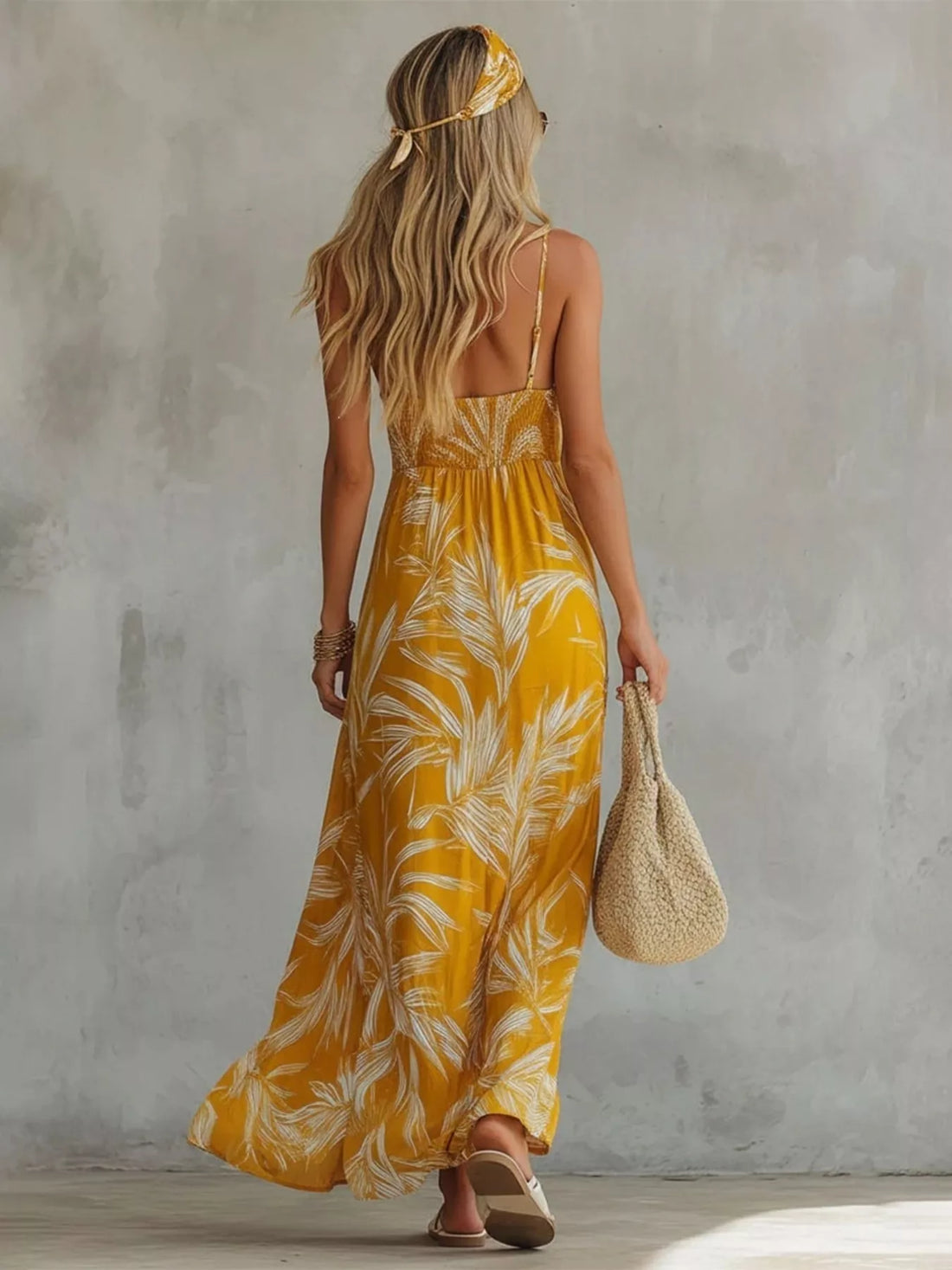 Women's Full Size Printed Spaghetti Strap Maxi Dress Plus Size