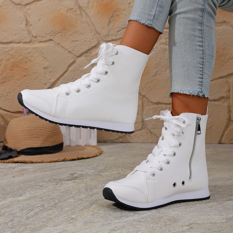 Womens Stylish Side-zip Flat Ankle Boots See size chart under “more details”
