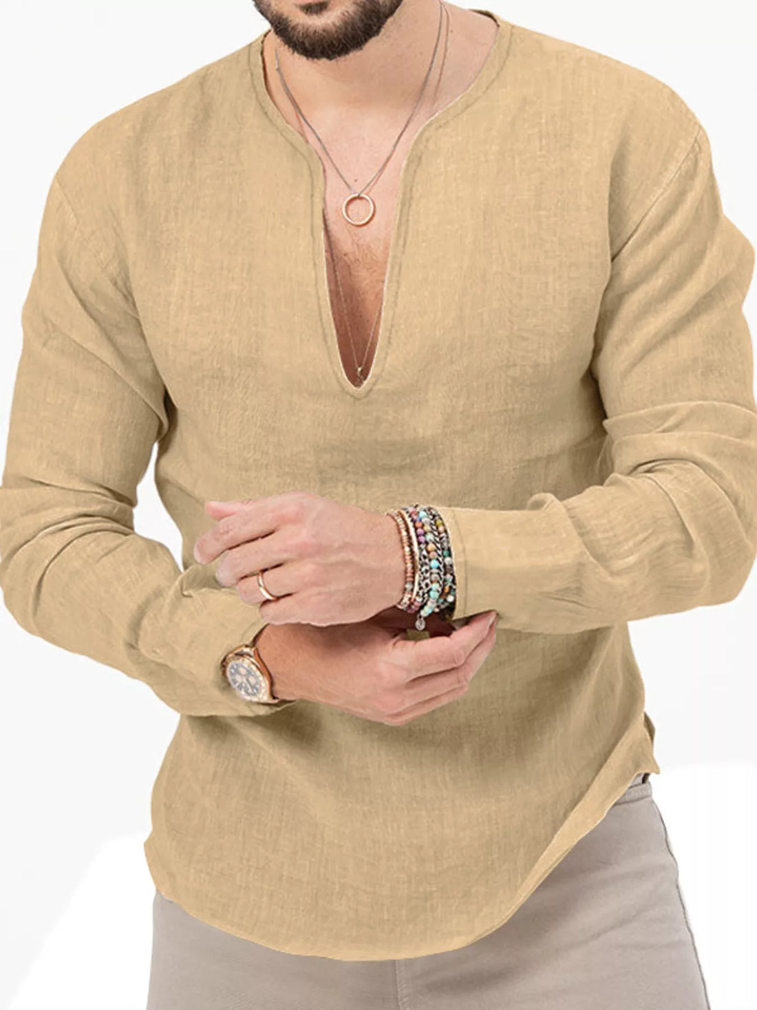 Men's Full Size Slim Fit Long Sleeve Blouse Plus Size