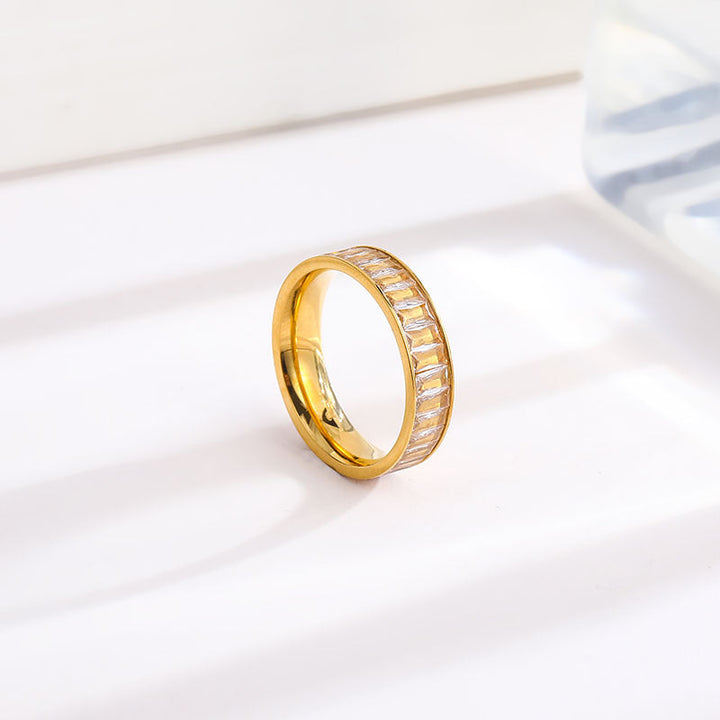 Rhinestone Titanium Steel Ring For Women
