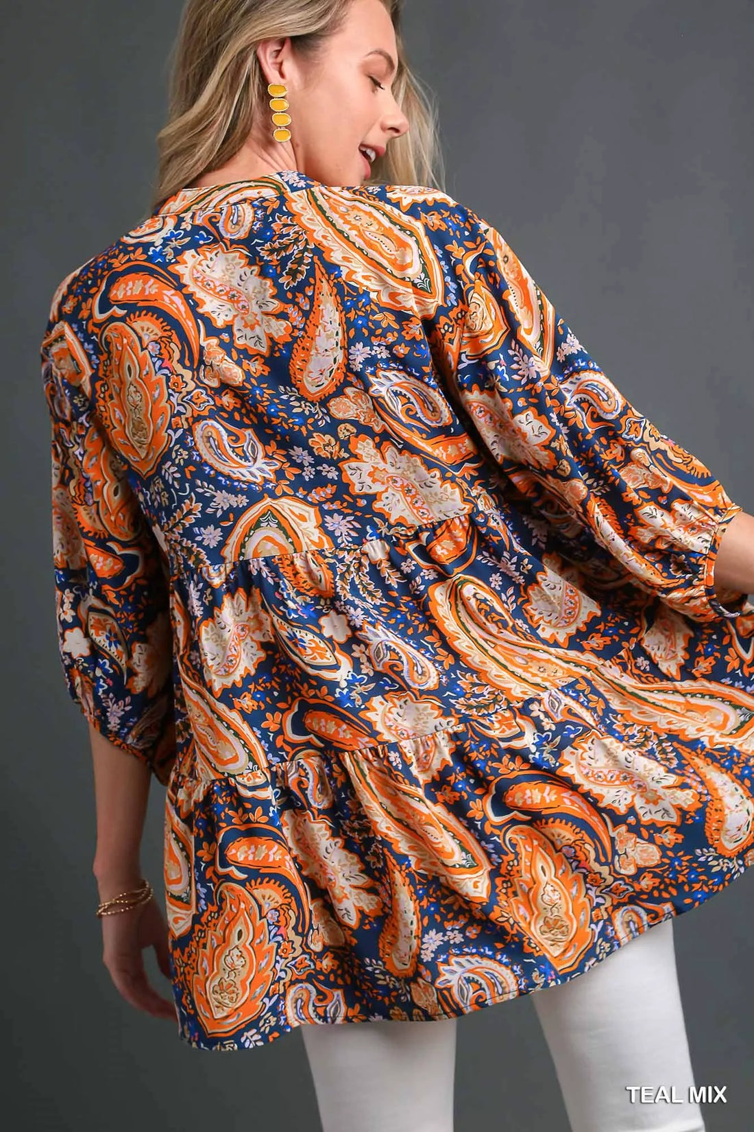 Mix Paisley Boho Tunic Blouse