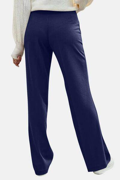 Decorative Button High Rise Pants for Stylish Comfort