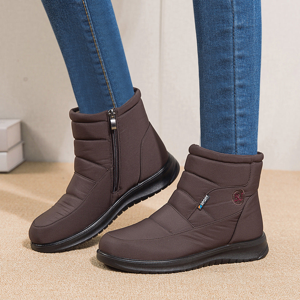 Women's Non-Slip Waterproof Snow Ankle Boots | Flat Heel Cotton Warm Shoes