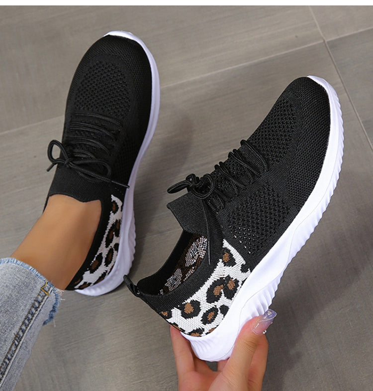 Leopard Print Lace-Up Sneakers