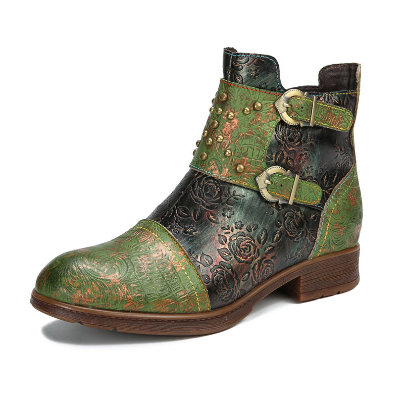 Retro Womens Rivet Belt Buckle Fashion Boots See size chart under “more details”