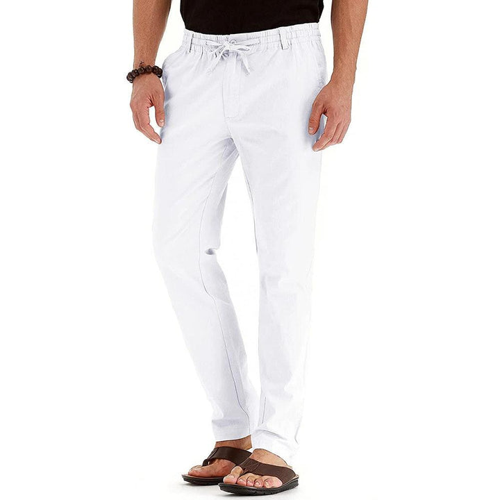 Me's Business Casual Loose Large Size Elastic Waist With Solid Color Pants
