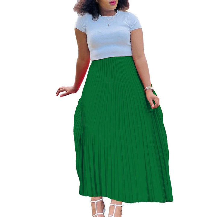 Women's Solid Color High Waist Dress Plus Size European And American