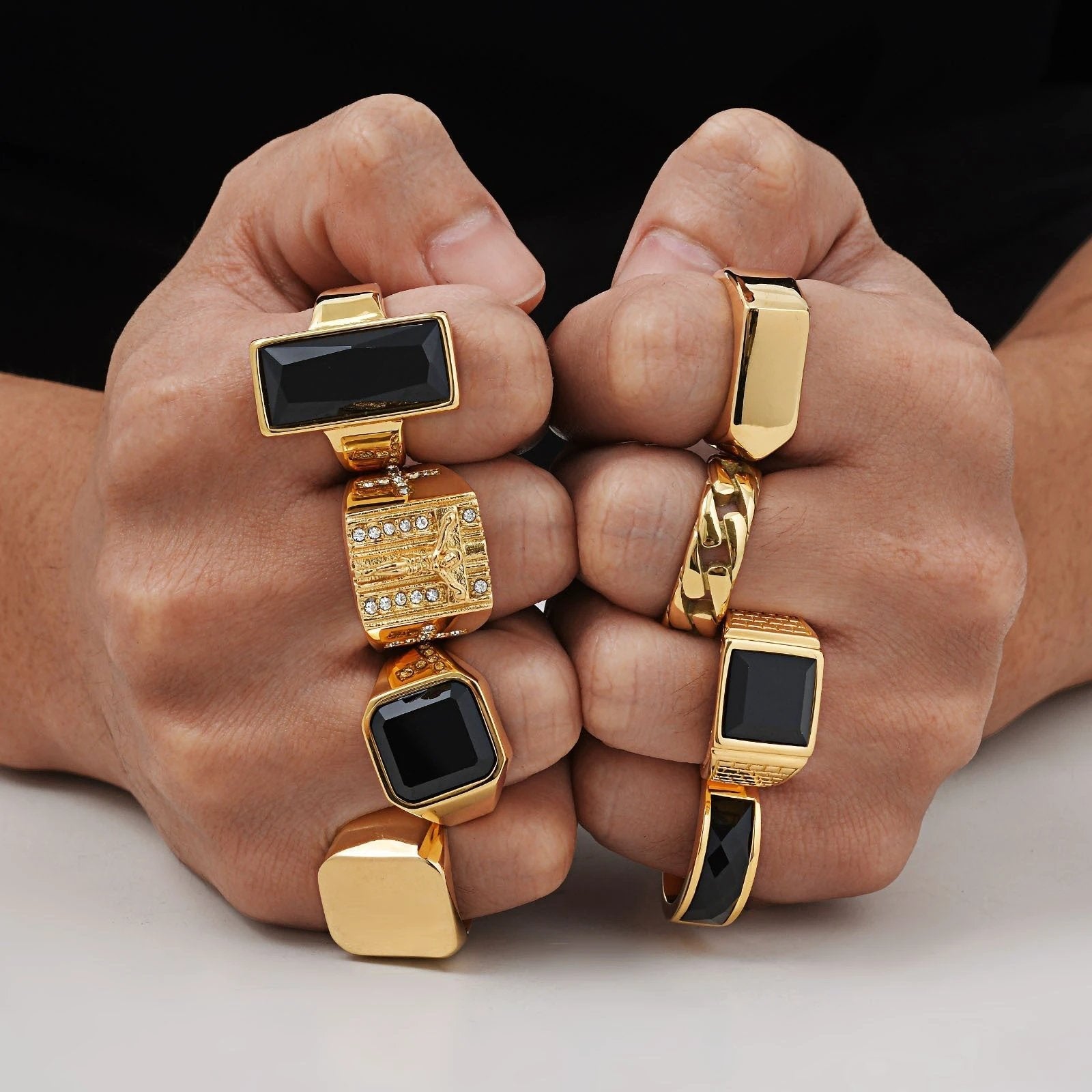 Glass Rhinestone Men's Ring